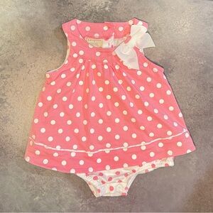 First Impressions Pink Polka Dot Baby Girl Sunsuit with Bow